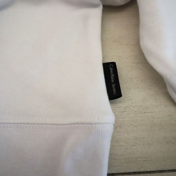 Calvin Klein CJRT1994 Women Sz M White Studded Logo Graphic Hoodie Sweatshirt $7 - Picture 5 of 10